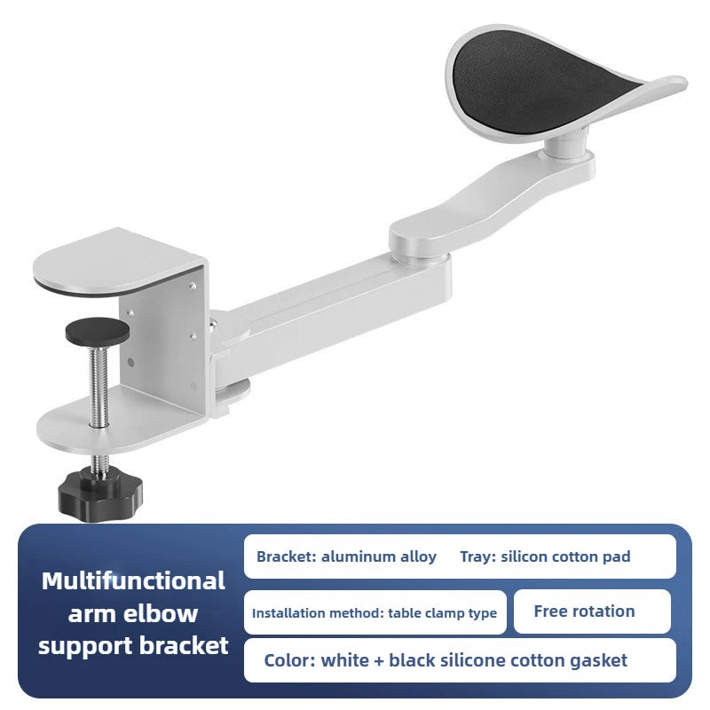 Aluminum Desk Arm Rest Support 360°rotation + 3 Height Adjust Ergonomic Arm Rest Mouse Pad Armrest Bracket Console