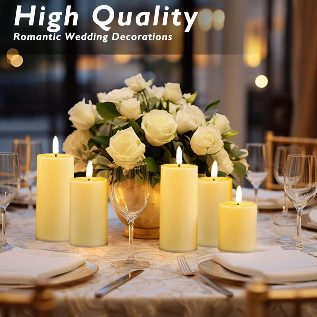 6-120PCS Led Candles Bulk Flickering Flameless Candles Battery Operated Fake Pillar Candle Wedding Birthday Party Decor