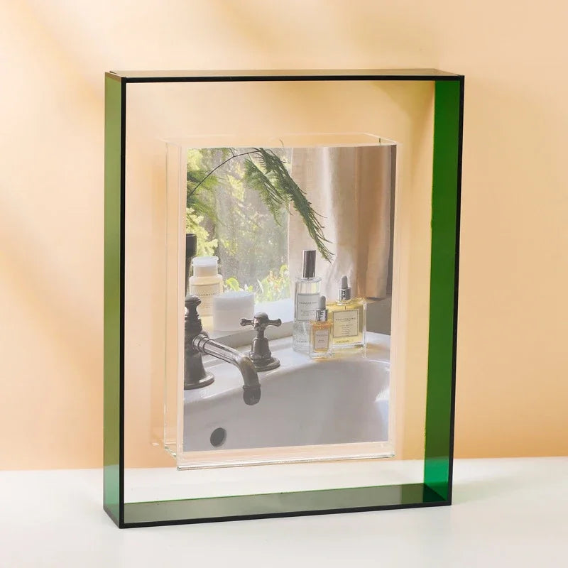 5 Inch Transparent Acrylic Photo Frame Box Photocard Holder Interior Frame Picture Display Stand Office Home Desktop