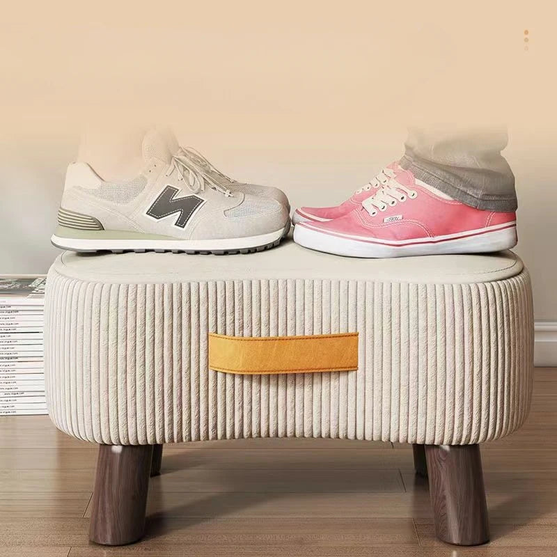 Potable Small Wood Chair Household Shoe Changing Stool Sofa Living Room Foot Rest Stool Tea Table Children Bathroom