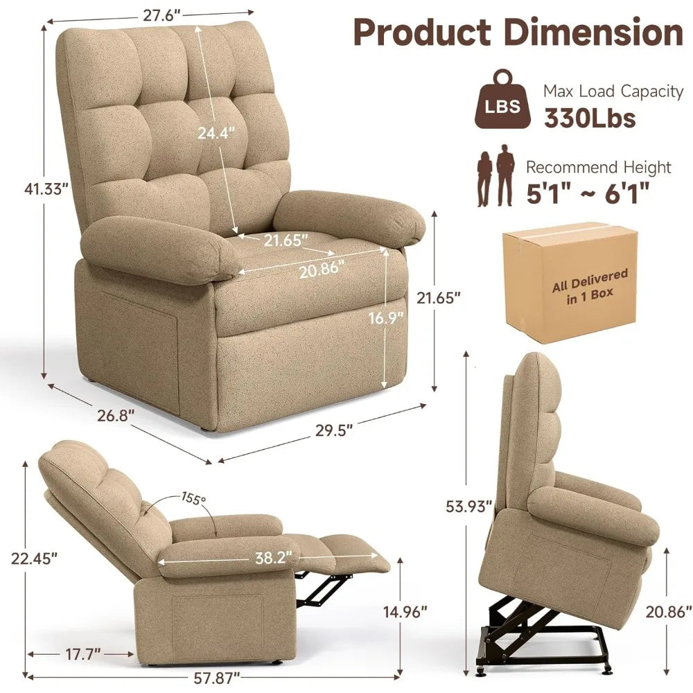 Power Recliner Chair for Elderly Lift Chairs Triple Motor with Infinite Position Seniors Electric Stand Assist Single