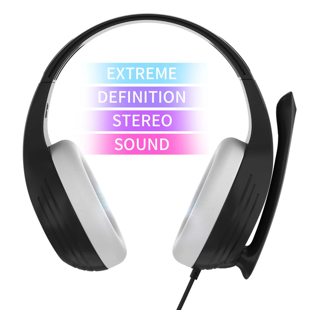 3.5mm Wired Over-Ear Headphones with Mic Noise Cancelling Stereo Bass Soft Earmuffs for Gaming