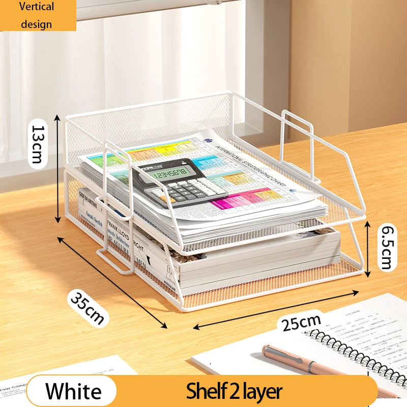 Desk storage and accessories 4-tier paper trust tray storage box with file holder desk storage office supplies desk