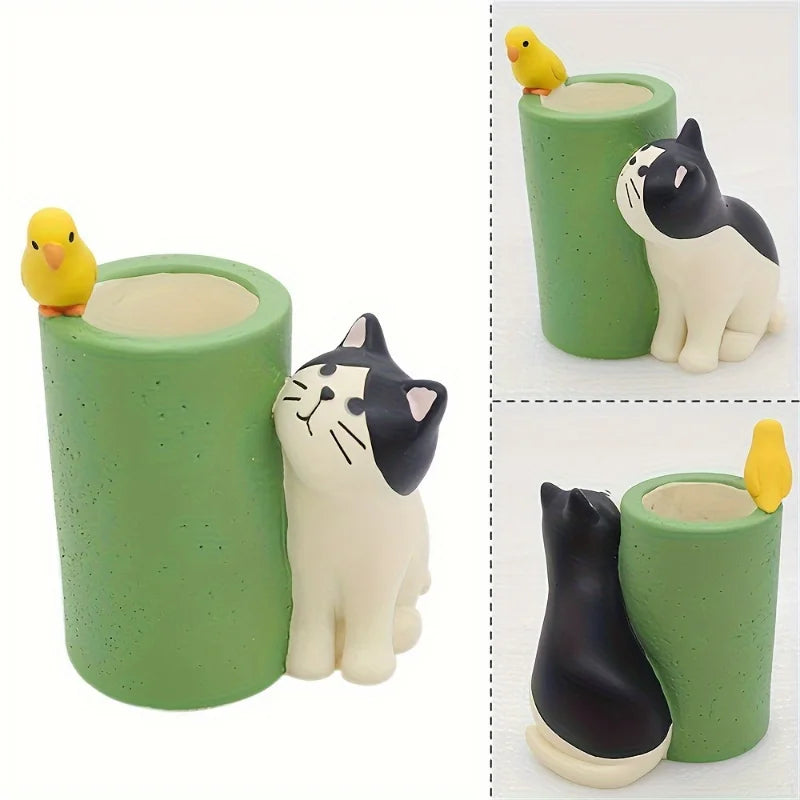 2pcs Cute cat pen holder mini pen holder creative decoration for study home decor office desk decoration office