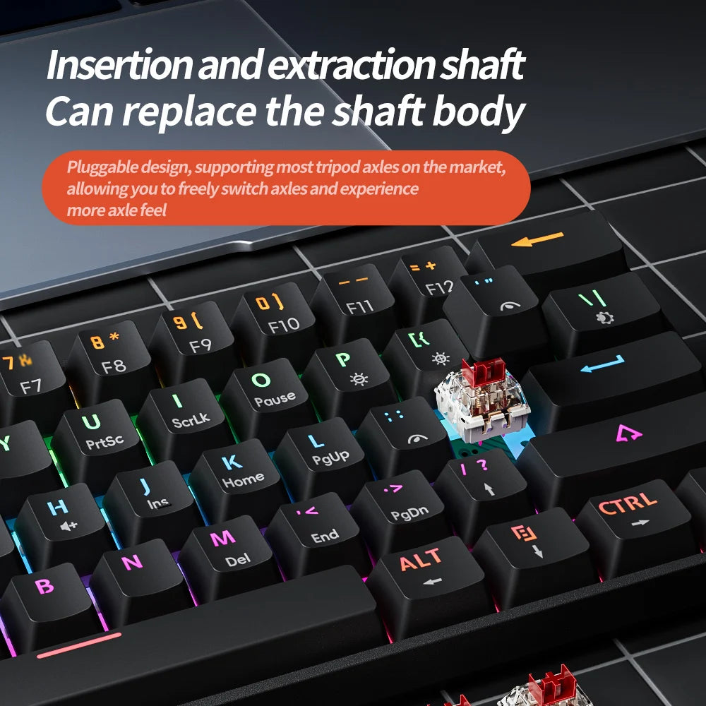 MUCAI 61Key Esports Mechanical Keyboard Mini Portable Wired USB Hot swappable RGB Light Effect Red Axis Compact