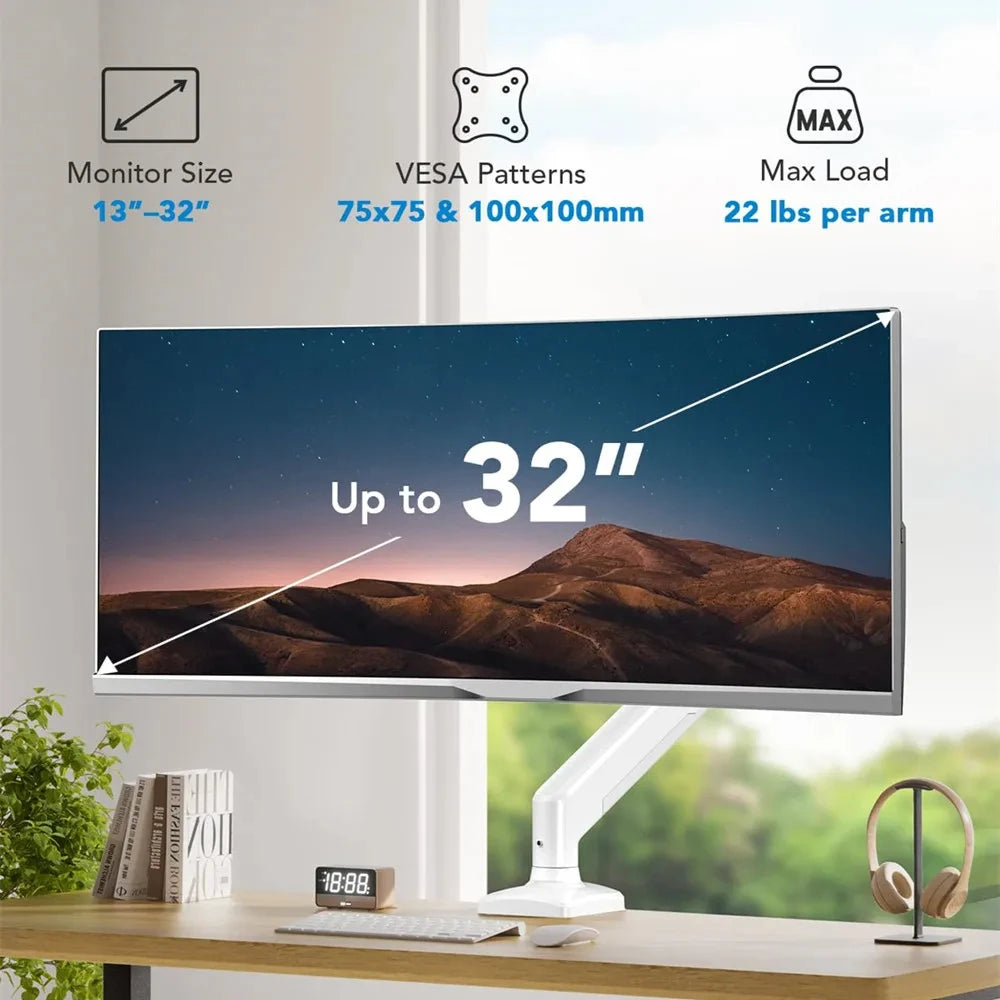 Universal Single Monitor Bracket Up To 32 Inches And 19.8 Lbs Per Screen Computer Desk Mount Stand Adjustable Computer