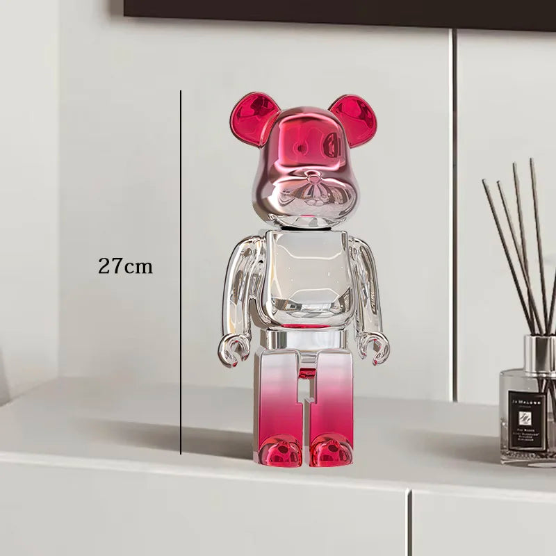 27cm Graffiti Bear Statue Paint Block Bear Decor Resin Desktop Ornaments Home Decoration Living Room Bear Floor
