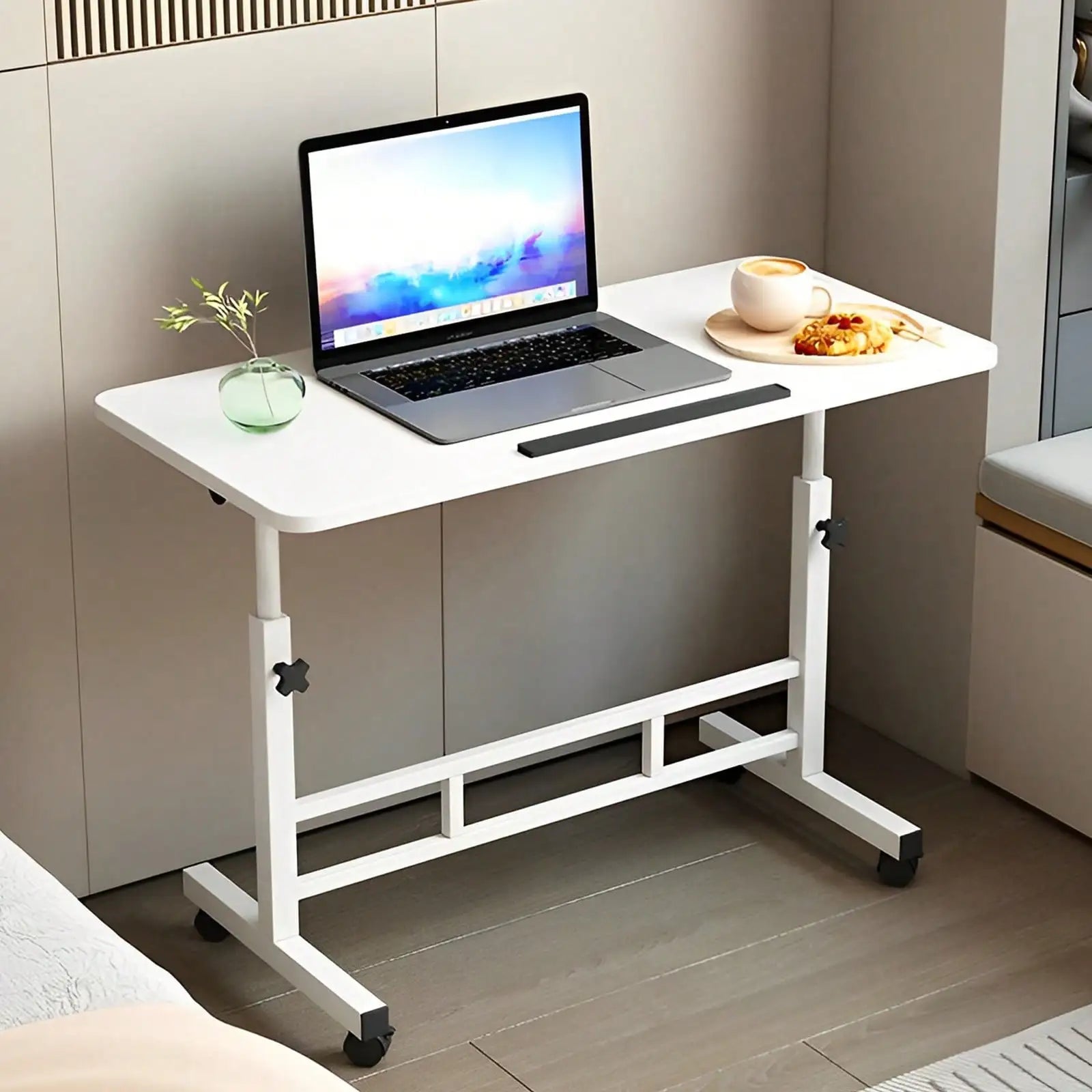 Height Adjustable Standing Desk 23.6’’-35’’ Ergonomic Mobile Computer Table w/Wheels Space-Saving Folding Desk