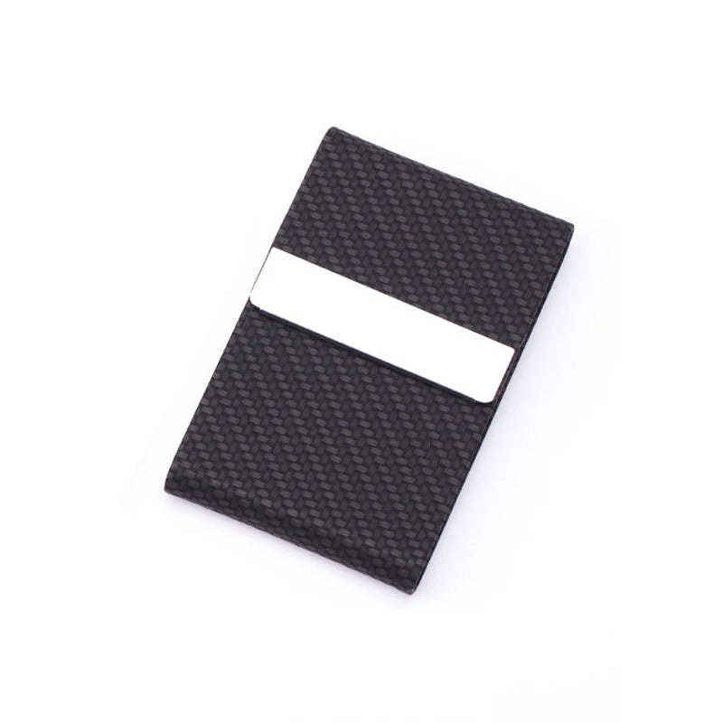 1 PC Business Card Holder Case Man Slim PU Leather Metal Pocket Card Holder with Magnetic Shut Black Name Card Holder