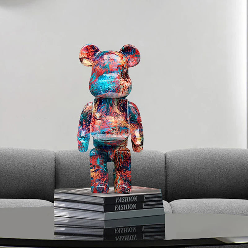 27cm/10Inches Graffiti Bear Figurine Home Decor Animal Abstract Ornament Storage Money Jar Modern Room Sculpture Table