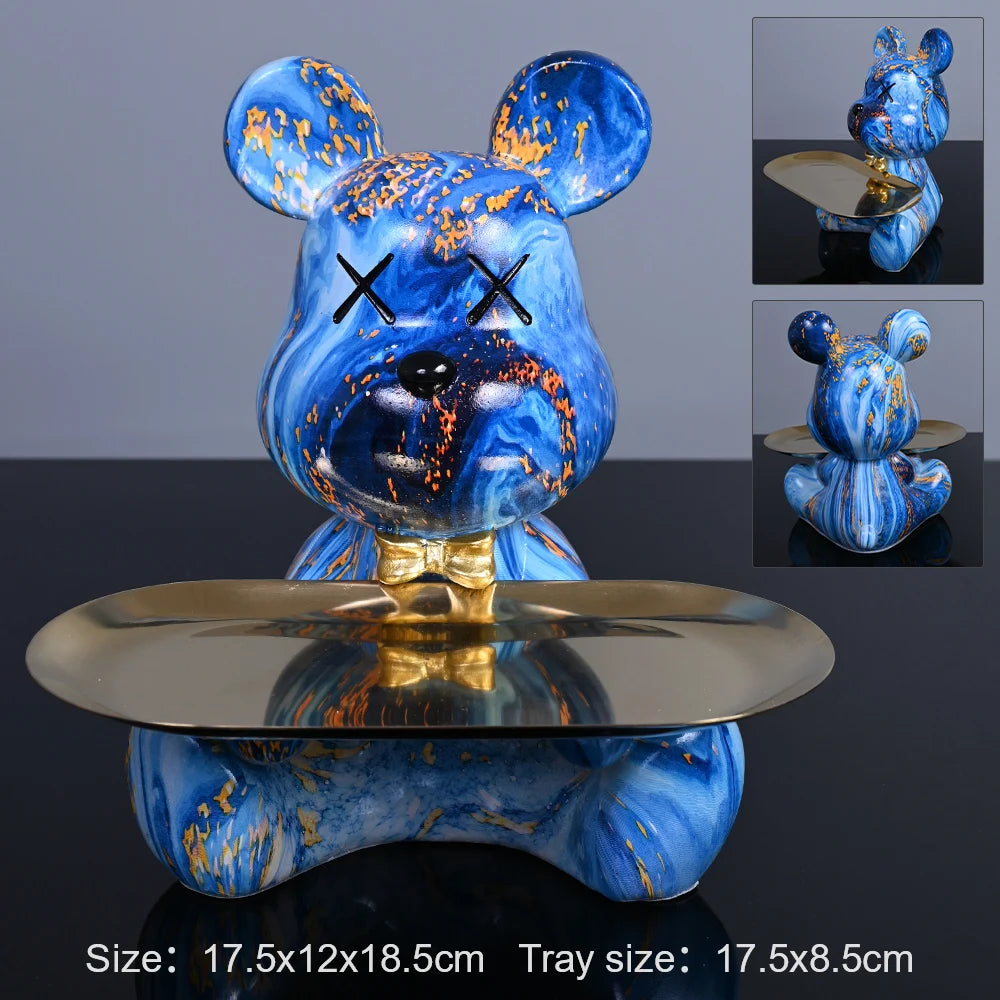 Colorful Bear Statues and Sculptures Butler Figure Ornaments Interior Nordic Decorative Room Table Decoration Resin