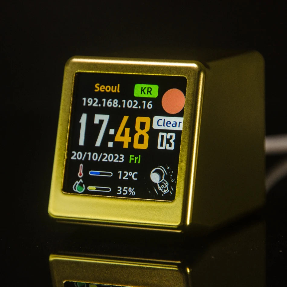 MINI Size Smart WIFI Weather Forecast Station Clock for Gaming Desktop Decoration. DIY Cute GIF Animations