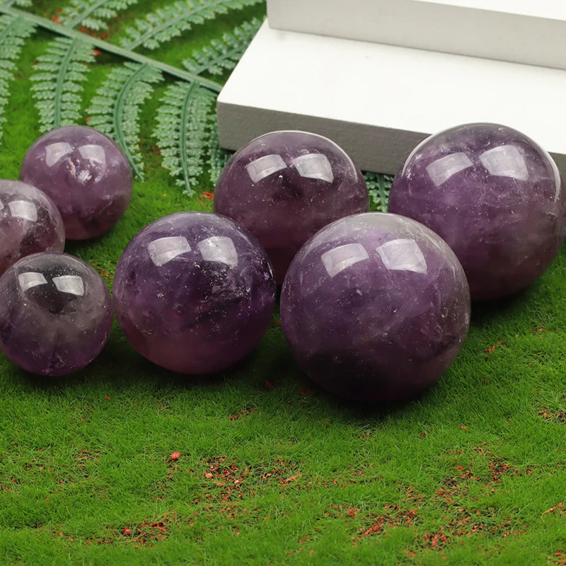 43mm Big Amethyst Massage Ball Natural Stone Cryatal Mineral Sphere Hand Foot Massage Tool Product Skin Care health