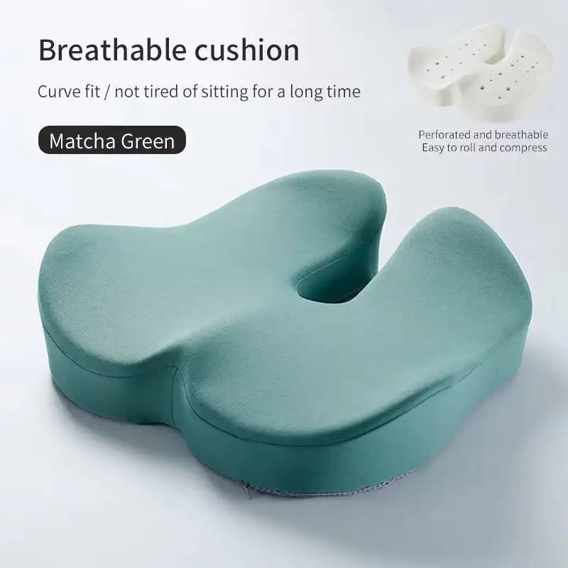 Hot Selling Lumbar Back Support Chair Comfortable Massage Pillow Memory Foam Orthopedic Seat Cushion - matcha green