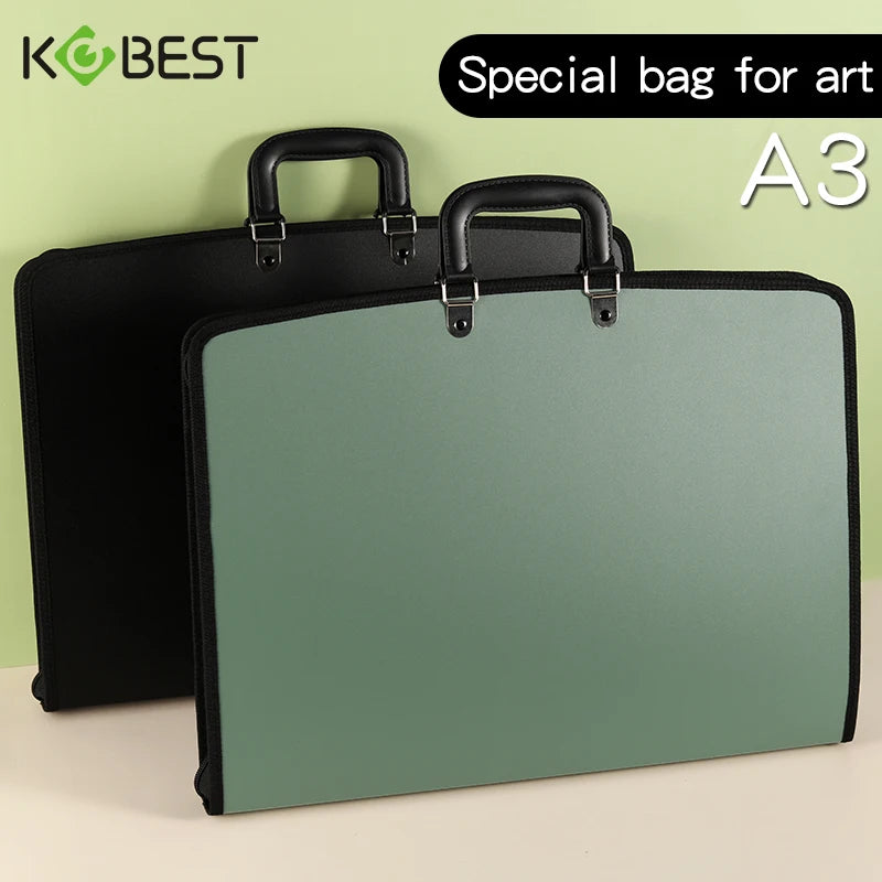Kobest Large Capacity Portable File Bag A3 Painting Art Bag Sketch Paper Storage Outdoor Photo Selection