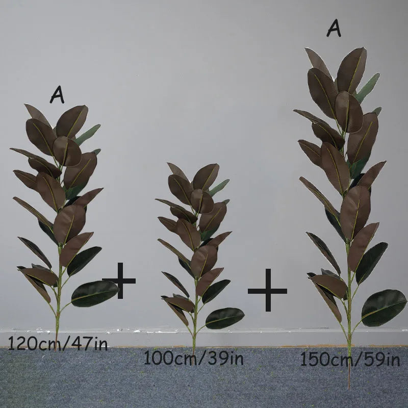 13-70in Large Ficus Tree Artificial Rubber Tree Plastic Banyan Plants Real Touch Banyan Leaves For Home Garden Shop