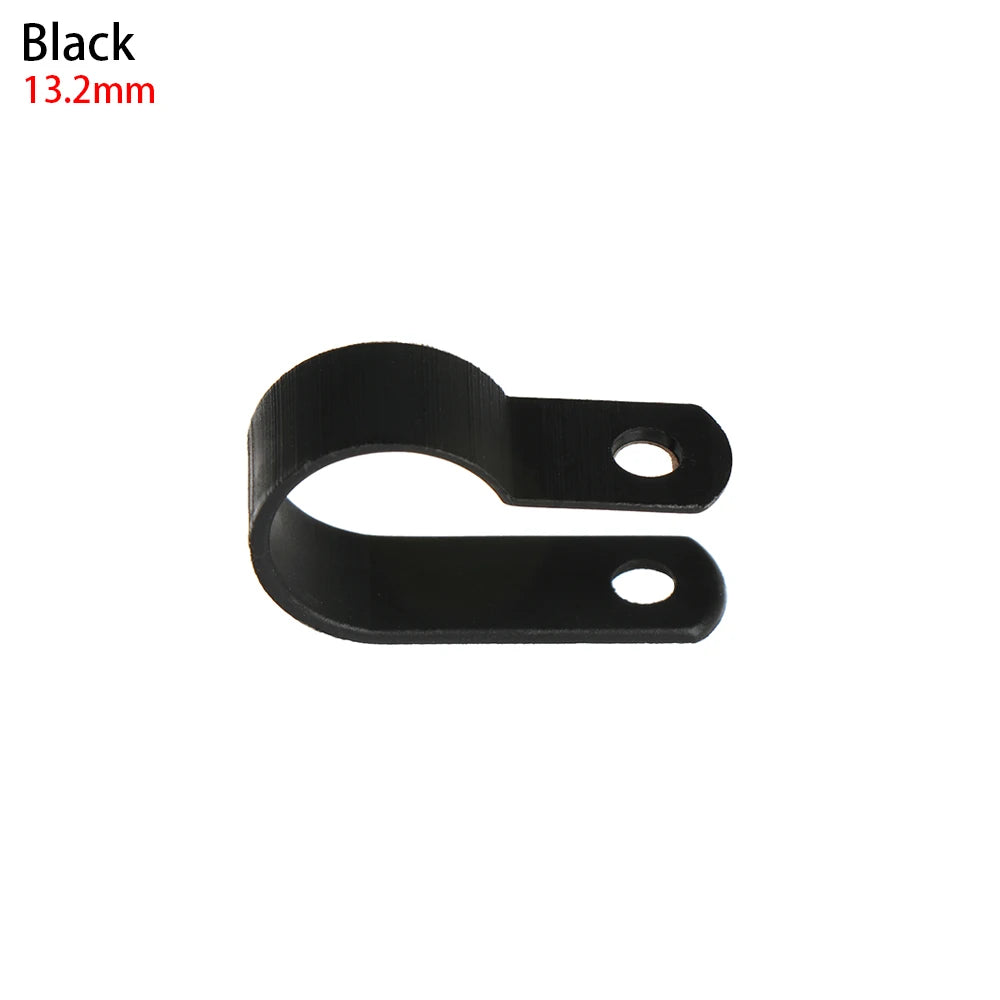 100PCS R-Type Nylon Cable Clamp Plastic P Clips Black Nylon Fasteners Cable Mounting Fix Hardware Electrical Fittings
