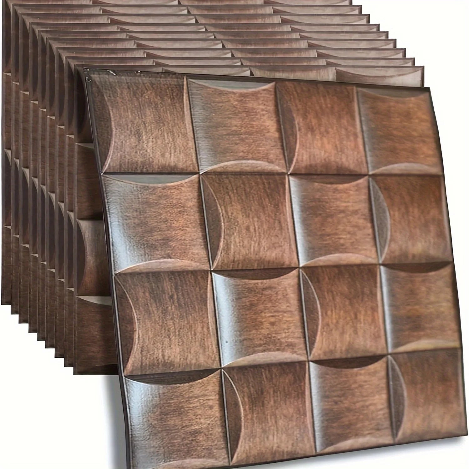 10/20 Pieces of Self-Adhesive 3D Brown Wallpaper - Masonry Wood Grain Style Self-Adhesive Wall Panels Waterproof