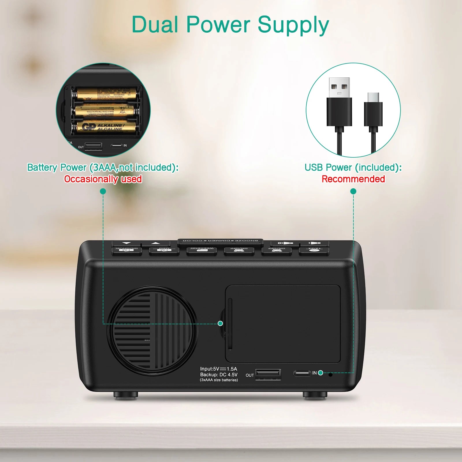 ORIA Alarm Clock Radio Digital FM Radio Clock with Snooze and Adjustable Volume Bedside LED Clock with Dual Alarm