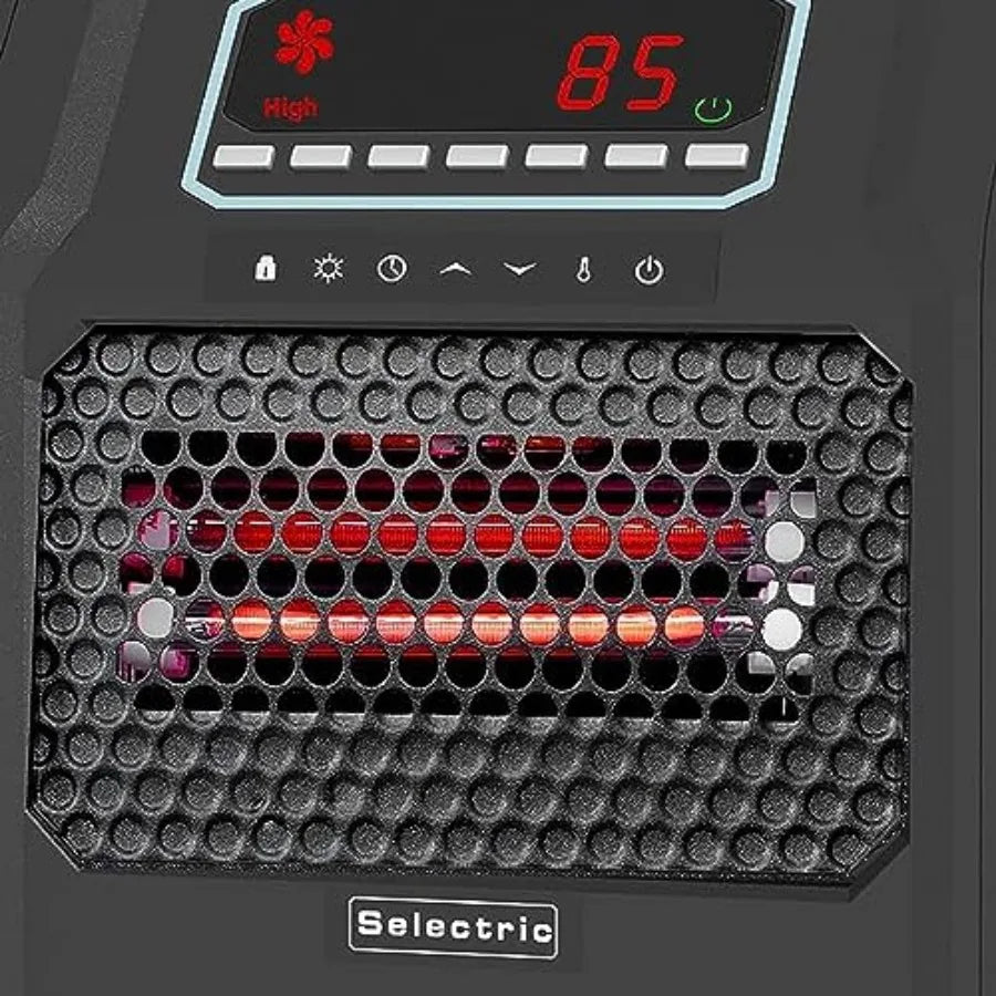 Portable Indoor Electric Space Heater with Cord Remote Control and 3 Heat Settings for Home Office Bedroom or Living