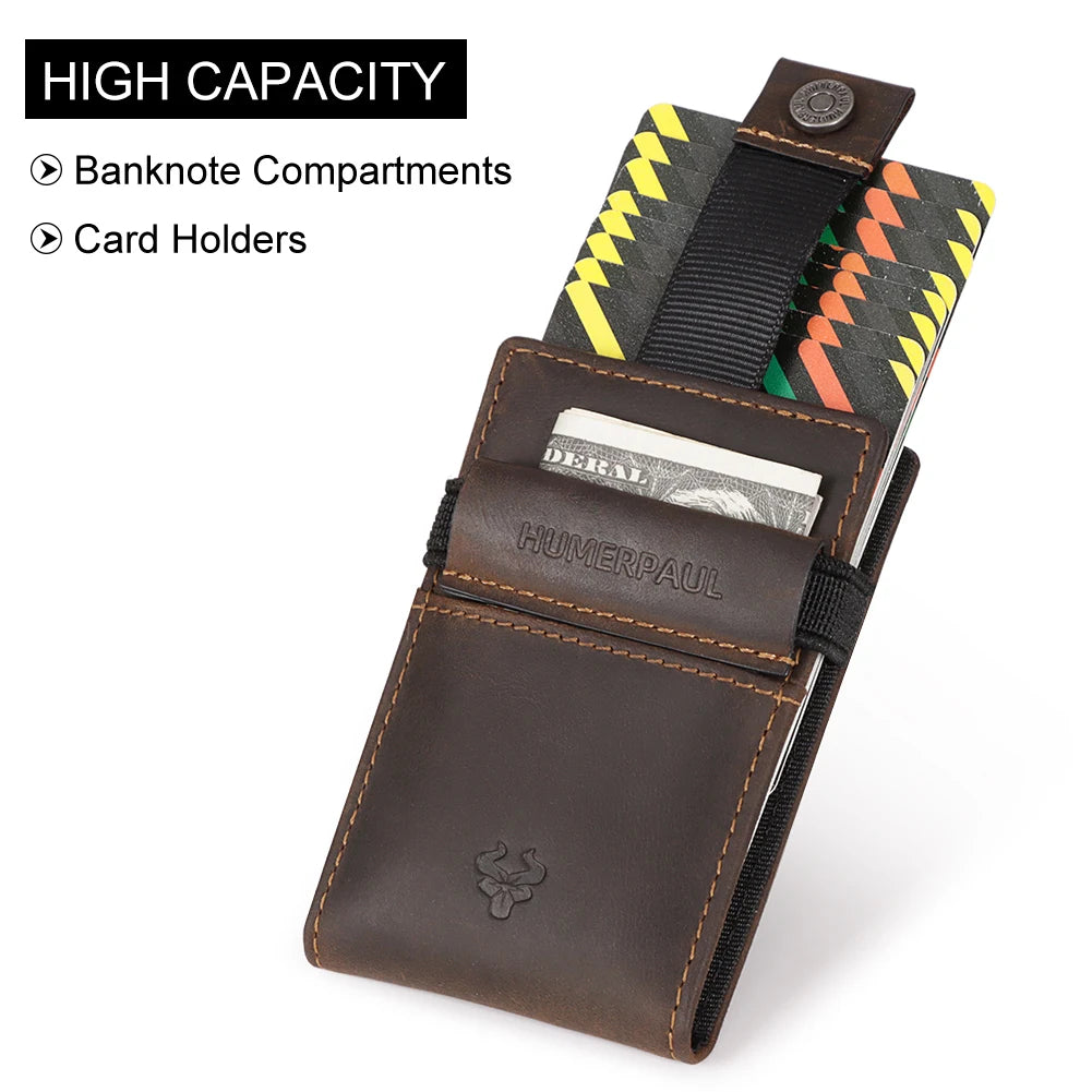 Anti-theft Rfid Credit Card Holder Wallet for Men Genuine Leather Slim Bank ID Cardholder Case Portable Minimalist