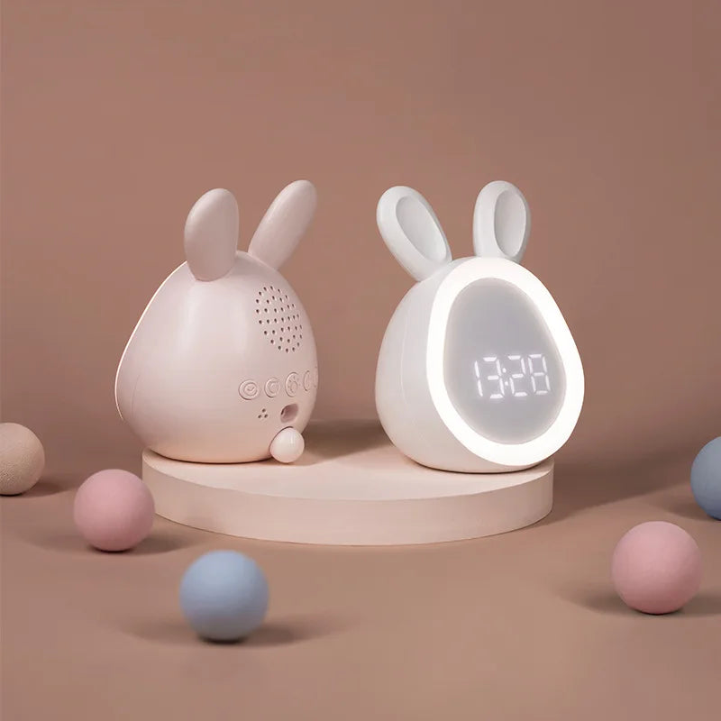 Mini cartoon rabbit LED alarm clock night light for students dormitory digital display children wake up light USB
