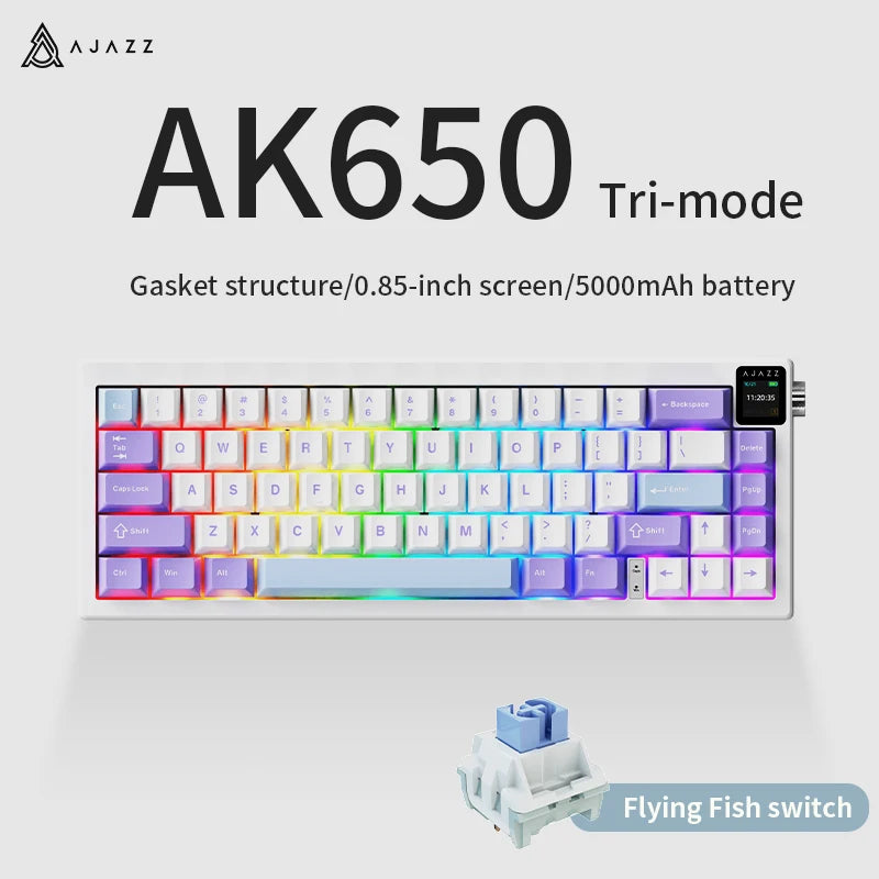 AK650 65% layout heat exchange gasket installation wireless mechanical keyboard RGB mini gaming keyboard + custom