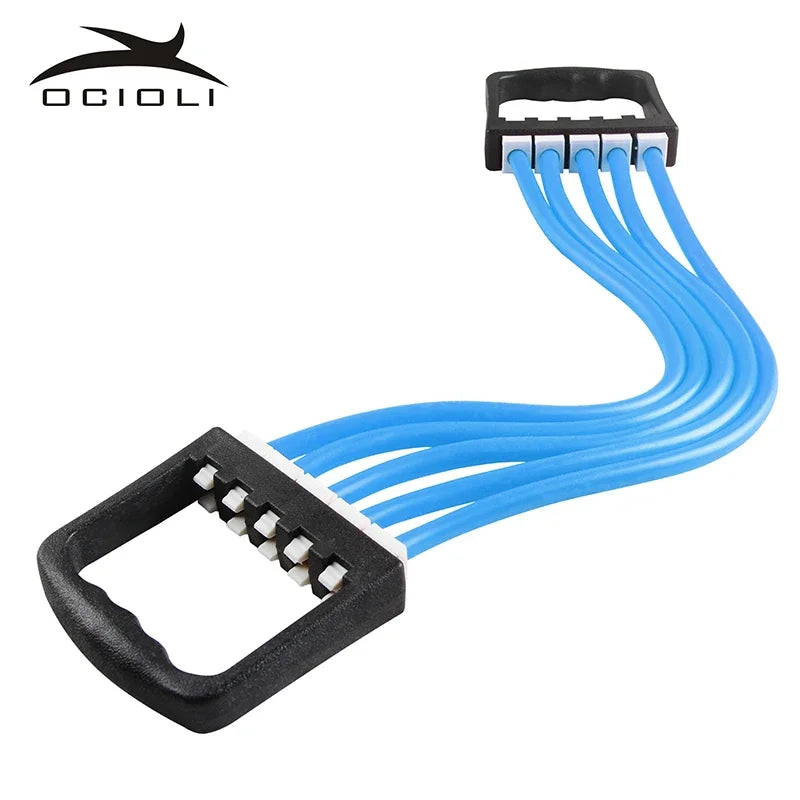 TPR Portable 5 Tubes Chest Expander Puller Exercise Fitness Resistance Bands Elastic Cable Rope Yoga Indoor Sports