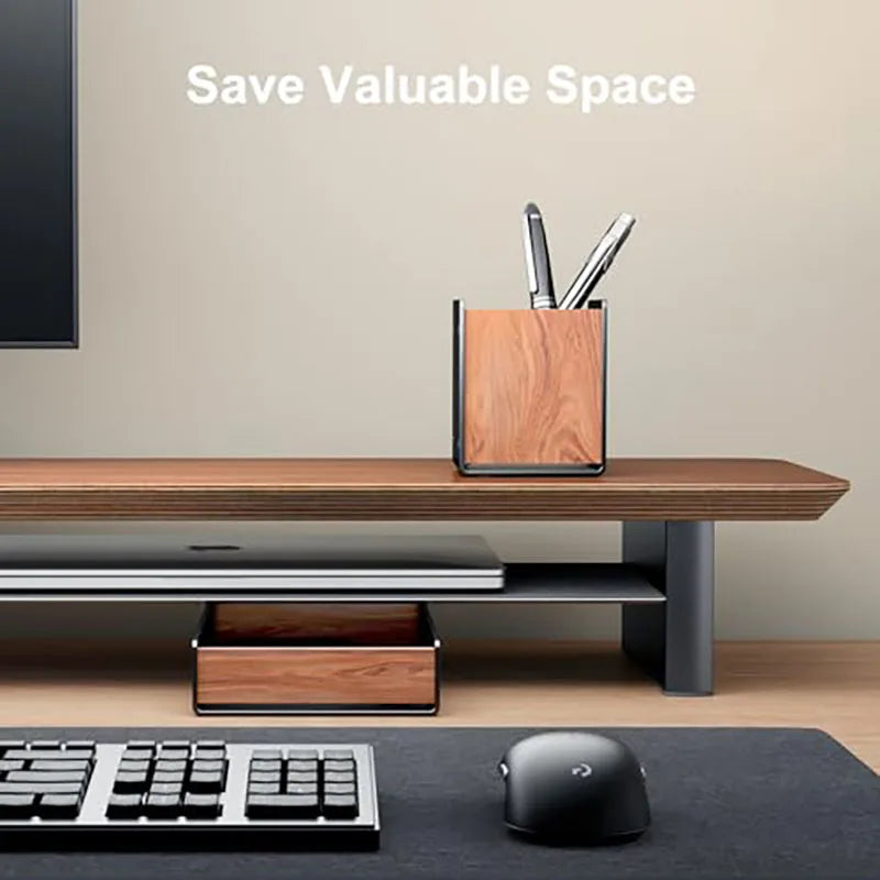 HPERGO Large Capacity Walnut Wood Desktop Drawer Storage Organiser Pencil Pen Holder Stationery Storage Box for Home