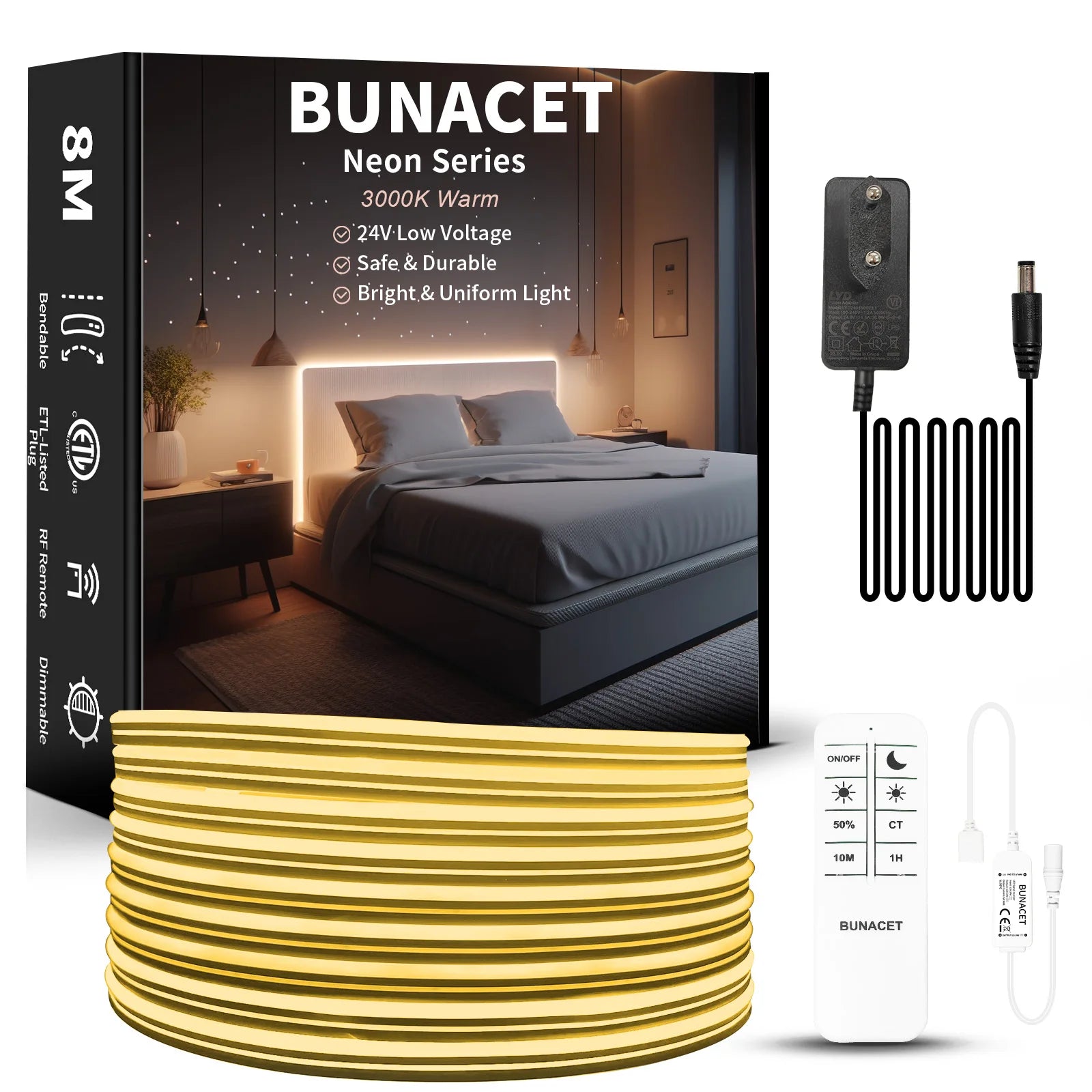 Neon LED Strip 3000K 6500K 8m 16m 24V 120leds/m Flexible Silicone LED Strip Dimmable Waterproof LED Strip For Outdoor