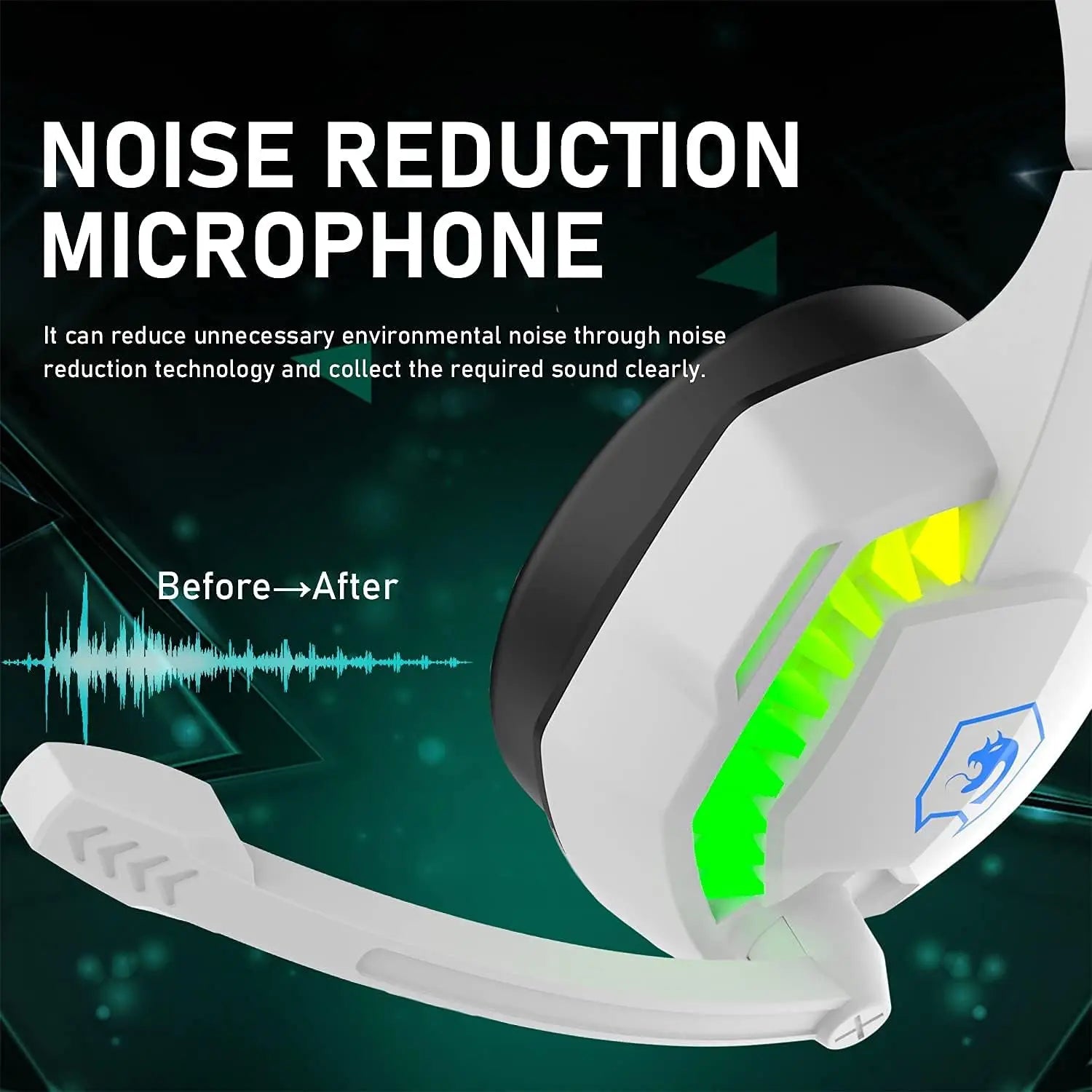 Wired Gaming Headset RGB Backlight Retractable Noise Isolating Microphone Stereo Sound Deep Bass Memory Foam Earmuff
