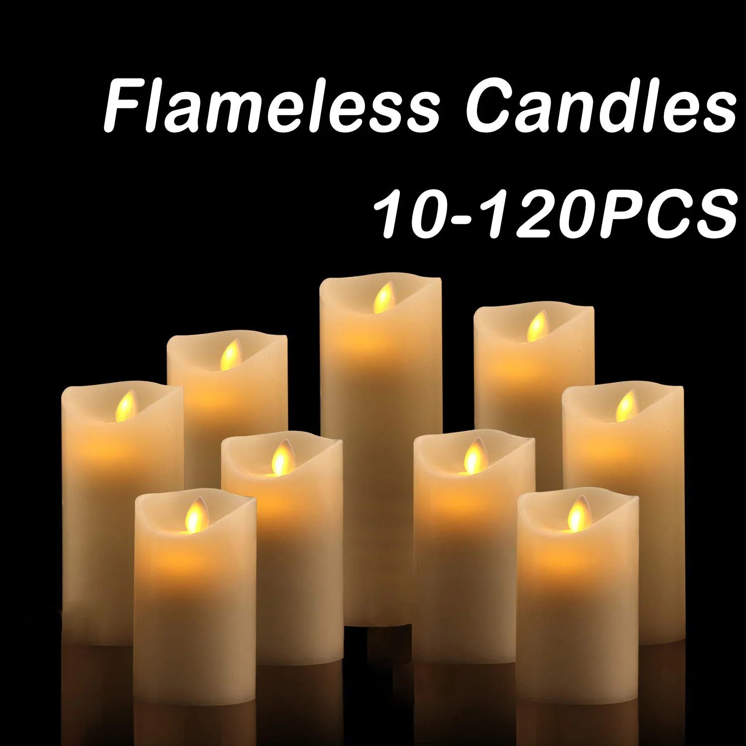 10-120pcs Flameless Fake Candle LED Flickering Candles Battery Operated LED Pillar Candles for Wedding Christmas Decor