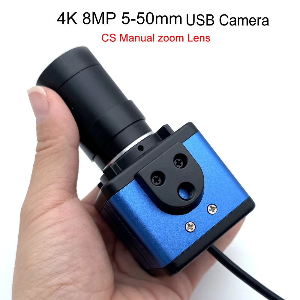 30fps Industrial 4K 8MP CCD IMX415 USB Webcam With 2.8-12mm/5-50mm Manual zoom Lens 2K 4MP UVC OTG PC Video Camera