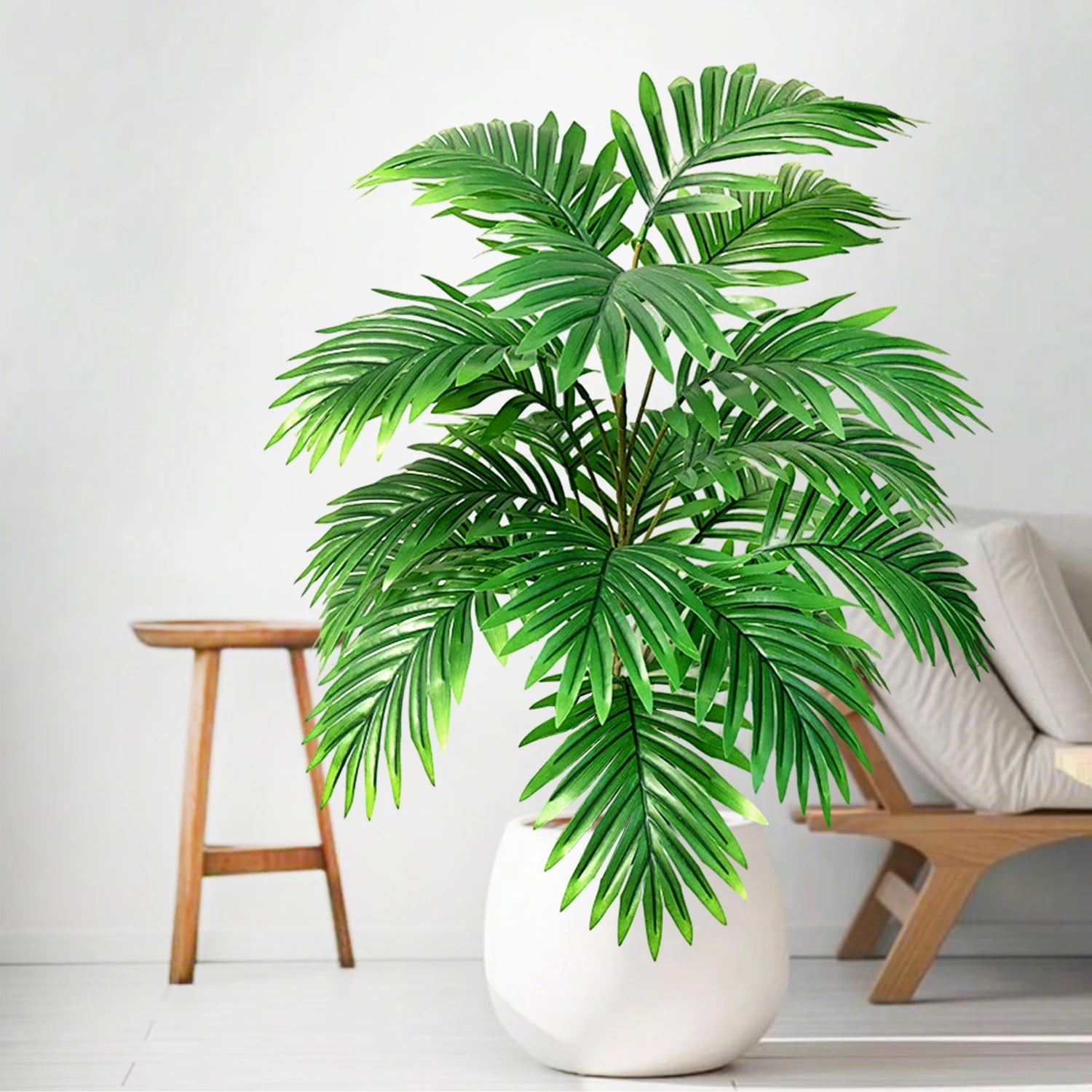 68-125cm/49.2in Artificial Areca Palm Plant Fake Tropical Leaves Fake Yellow Palm Indoor Home Office Decor