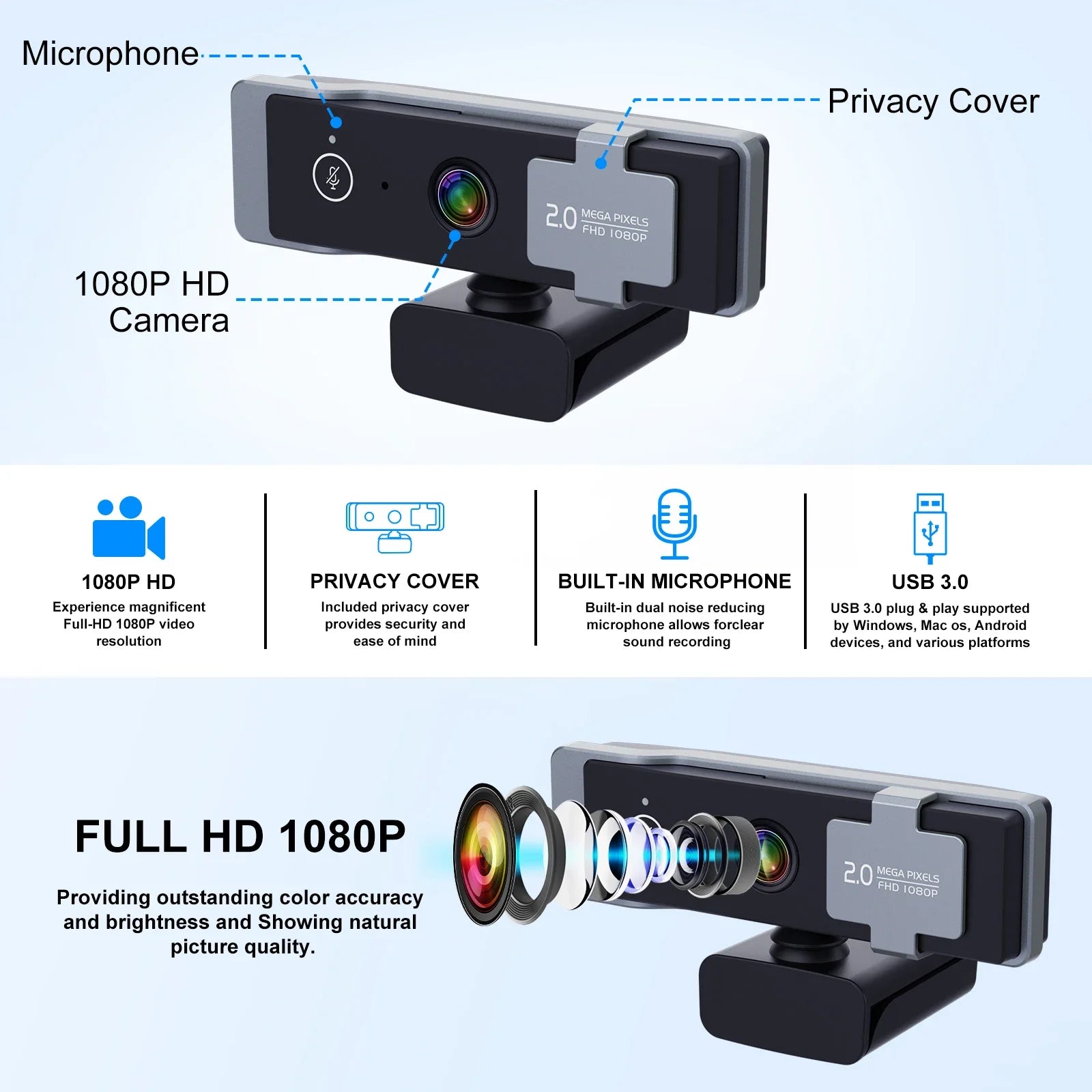 4K Webcam 1080P 2K Full HD Web Camera With Microphone And Tripod Autofocus USB Computer Camera For Living/ Calls/