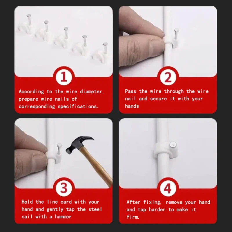 45PCS Round Cable Clips 16/20/25mm C Shaped Steel Nail Wire Clamp PVC Pipe Clamp Line Cord Buckle Management Fixed Wall