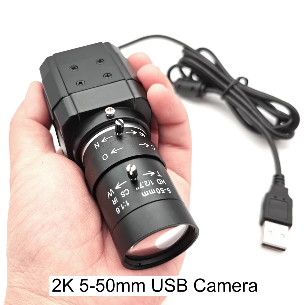 HD 2K Webcam 30fps High Speed UVC OTG 4MP USB Camera With 2.8-12mm Varifocal CS Lens Plug And Play For Youtube Live
