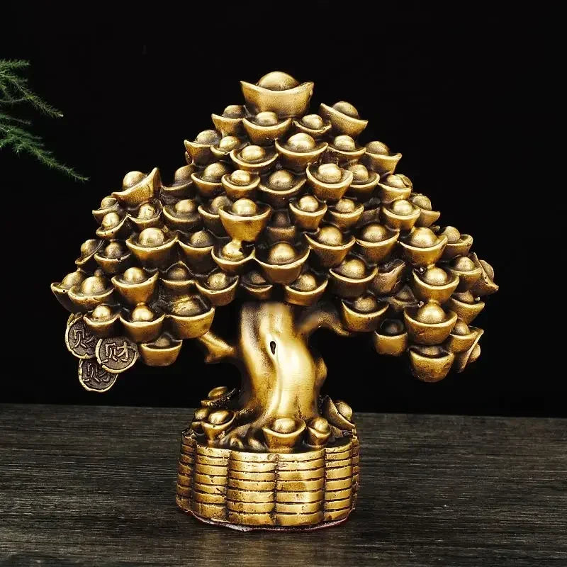 Lucky Copper Bring Money Tree Ornaments Pot Tree Living Room Office Desktop Sculptures