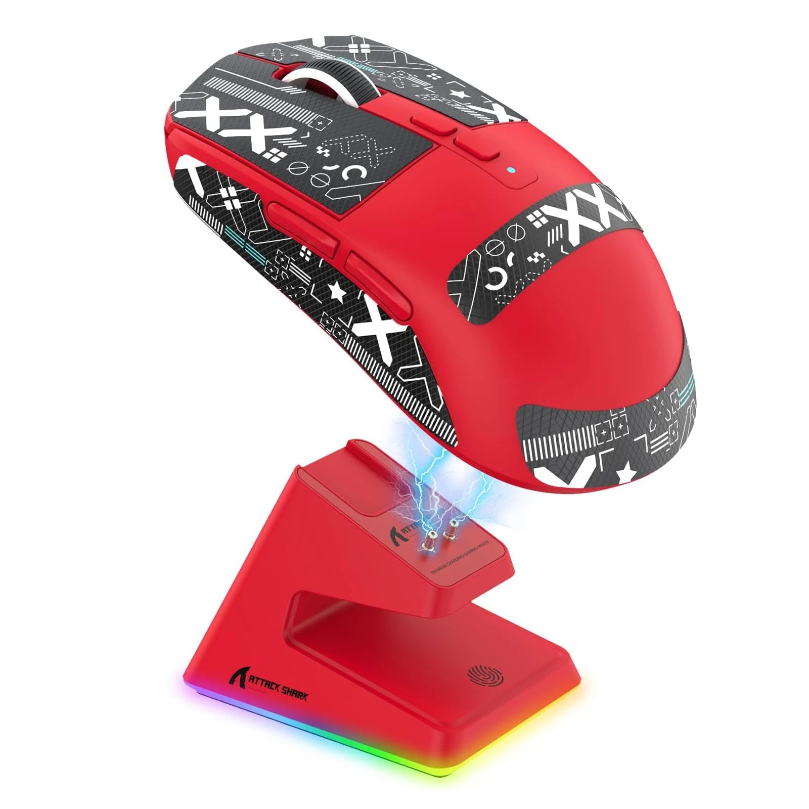 ATTACK SHARK X6 Lightweight Wireless Gaming Mouse with RGB Backlight Charging Base,Tri-Mode,26K DPI PAW3395 Optical