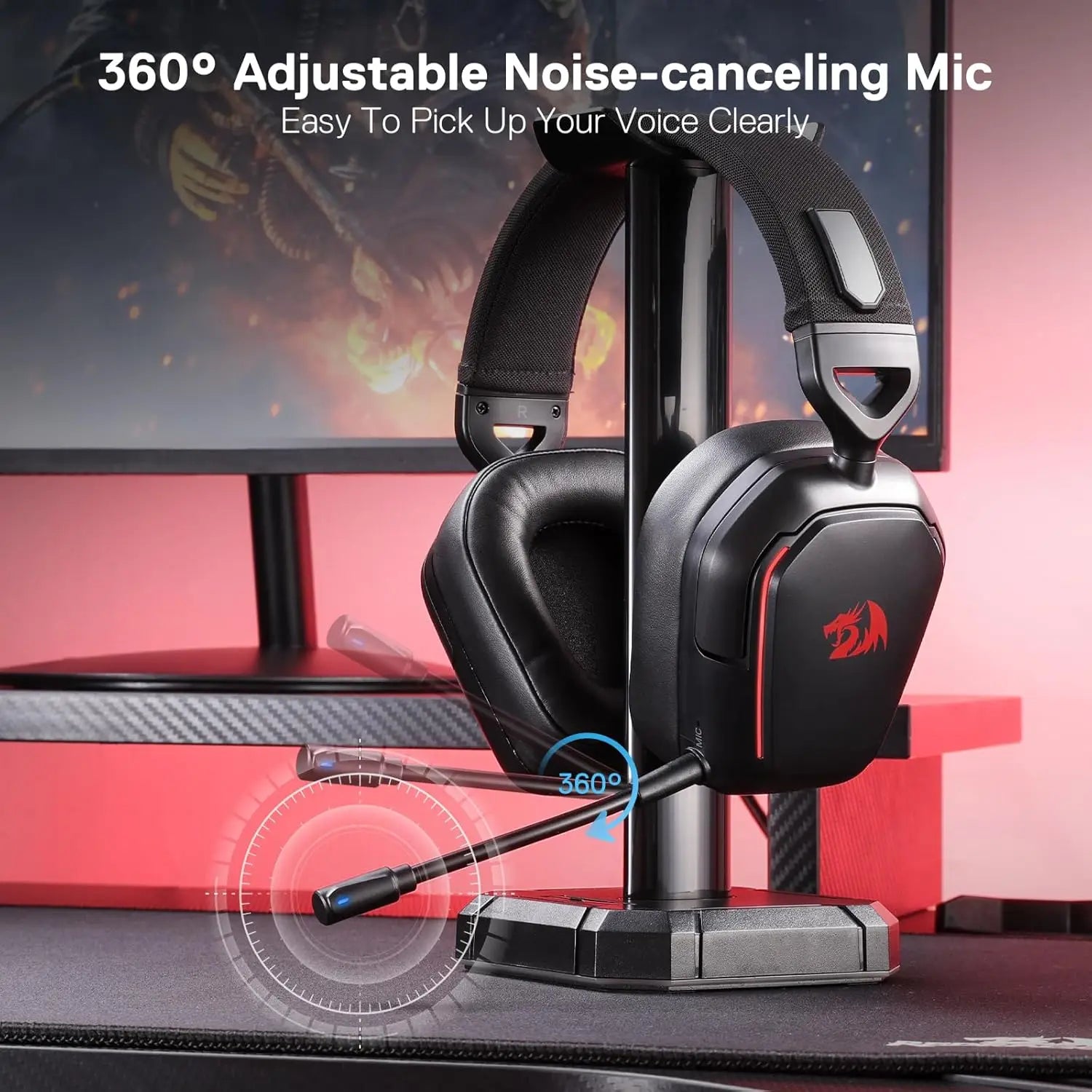 Redragon H868 3-Mode Wireless RGB Gaming Headset 7.1 Surround Sound 40 mm Drivers Noise-canceling Microphone Over-Ear