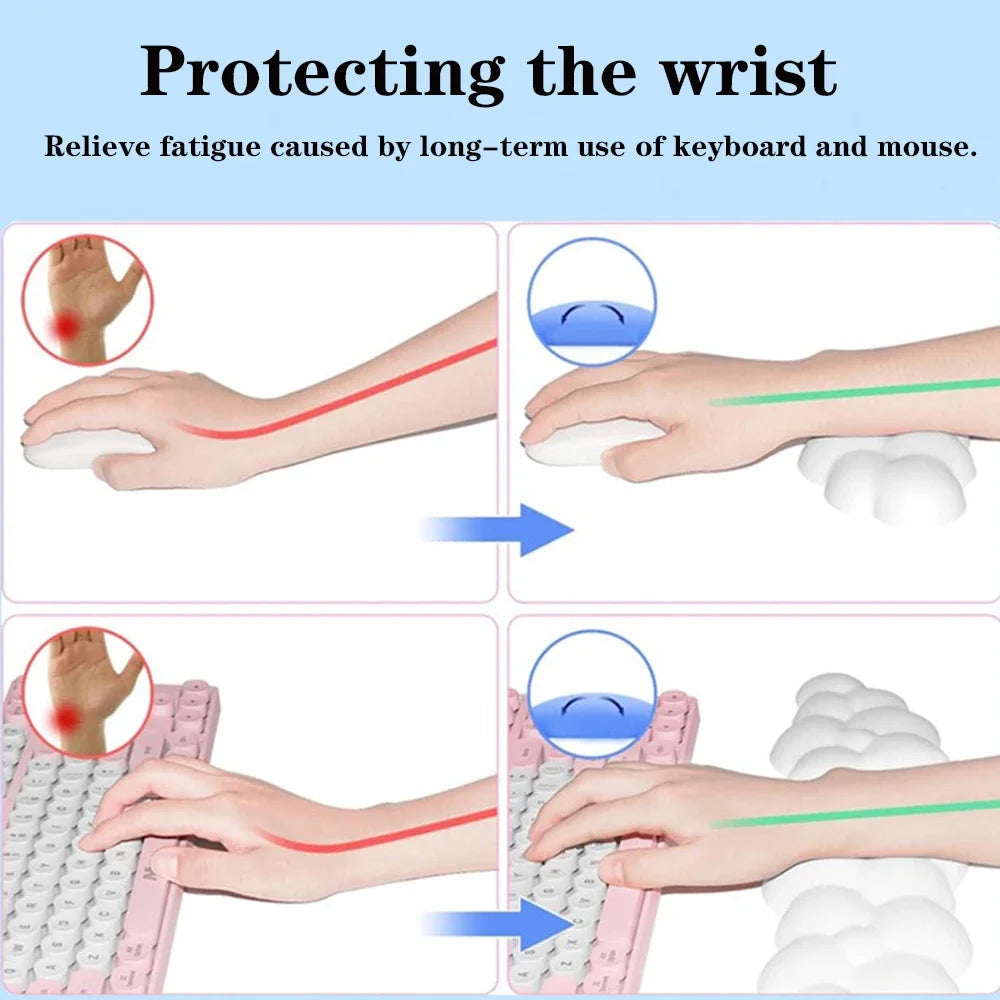 Cloud Wrist Rest Keyboard Memory Foam Mouse Mat Anti-slip Keyboard Handle Support MousePad Set Ergonomic Cloud Wrist