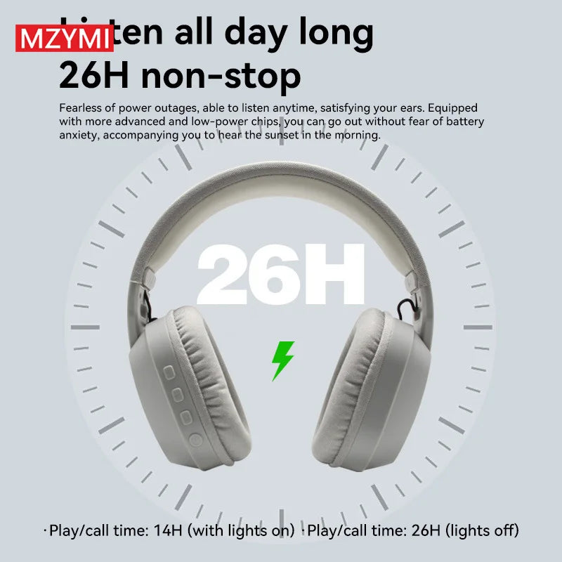 MZYMI Foldable Over Ear Headset B500 RGB Wireless Gaming Earphone Low Latency Outdoor Sport Headphone Built-in Mic