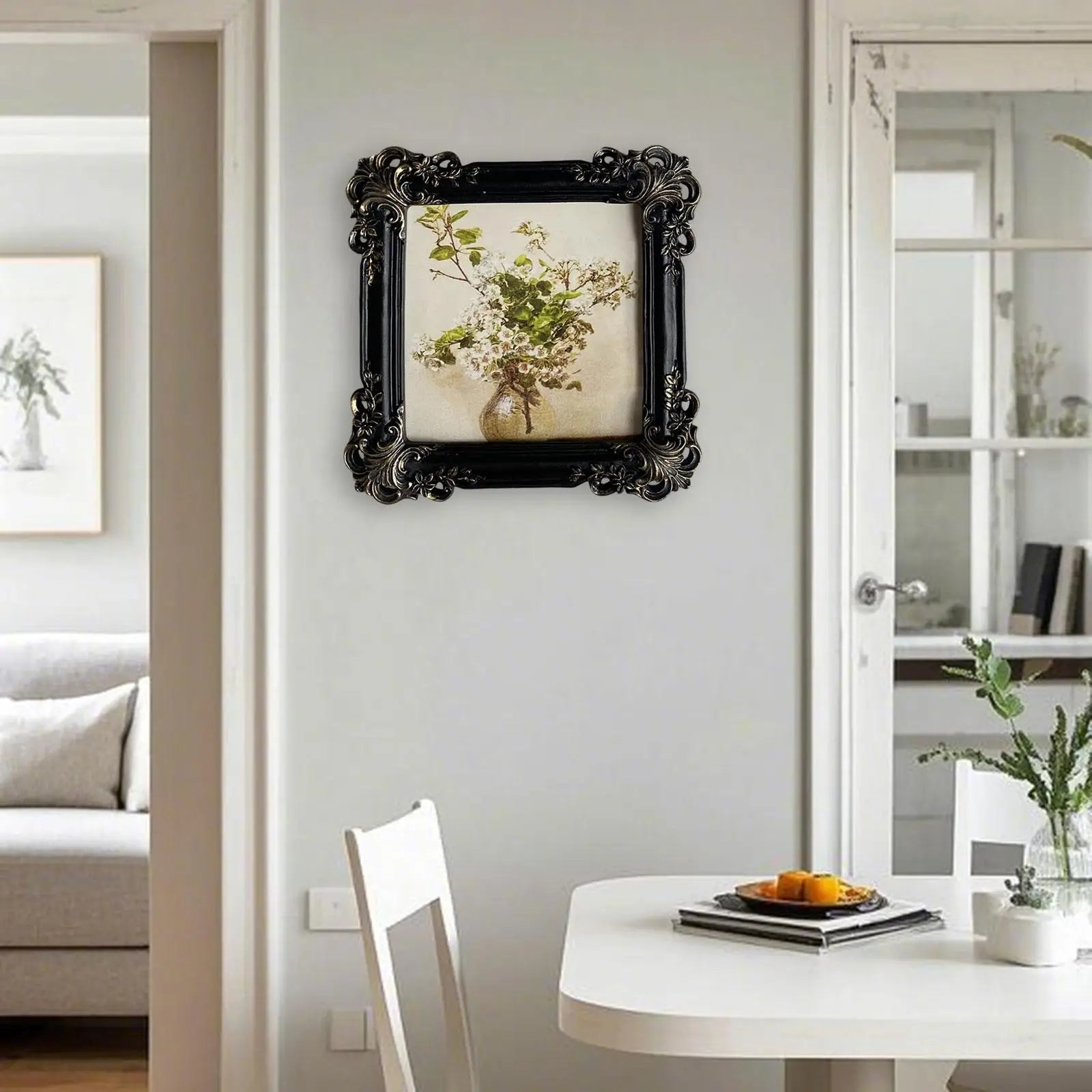 Vintage Picture Frame Photo Holder Floral Design Ornament Home Decor Photo Frame for Table Library Book Shop Bedroom