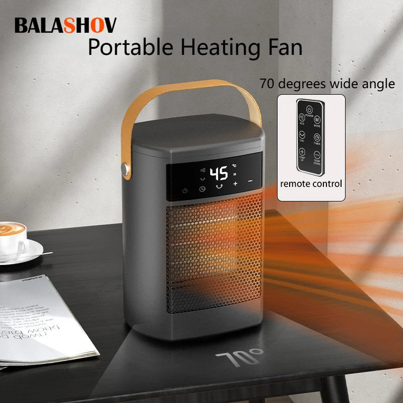 Electric Heater Portable Heating Fan Shaking Head Remote Control Heater For Office Desktop High Power Mini Heater