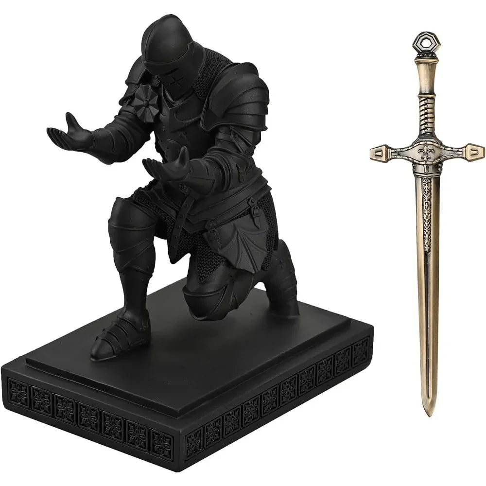 Armored Warrior Knight Pen holder desk organizer and accessory resin pen holder paper town with a cool letter opener
