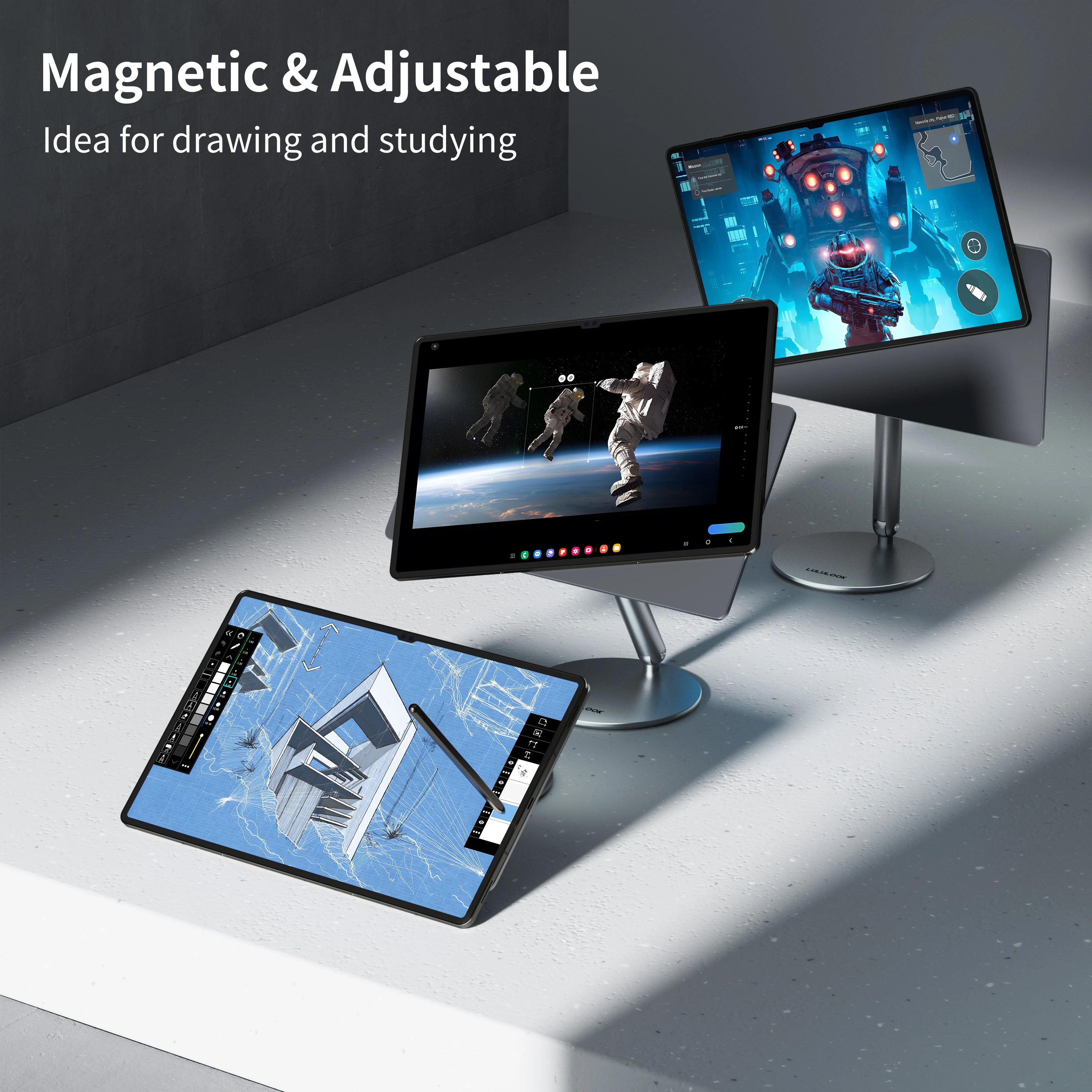 Lululook Magnetic Stand For Samsung Galaxy Tab S10/S9/S8 Ultra S9/S7/S8 Plus S7 FE,360° Rotation Base Adjustable Tablet