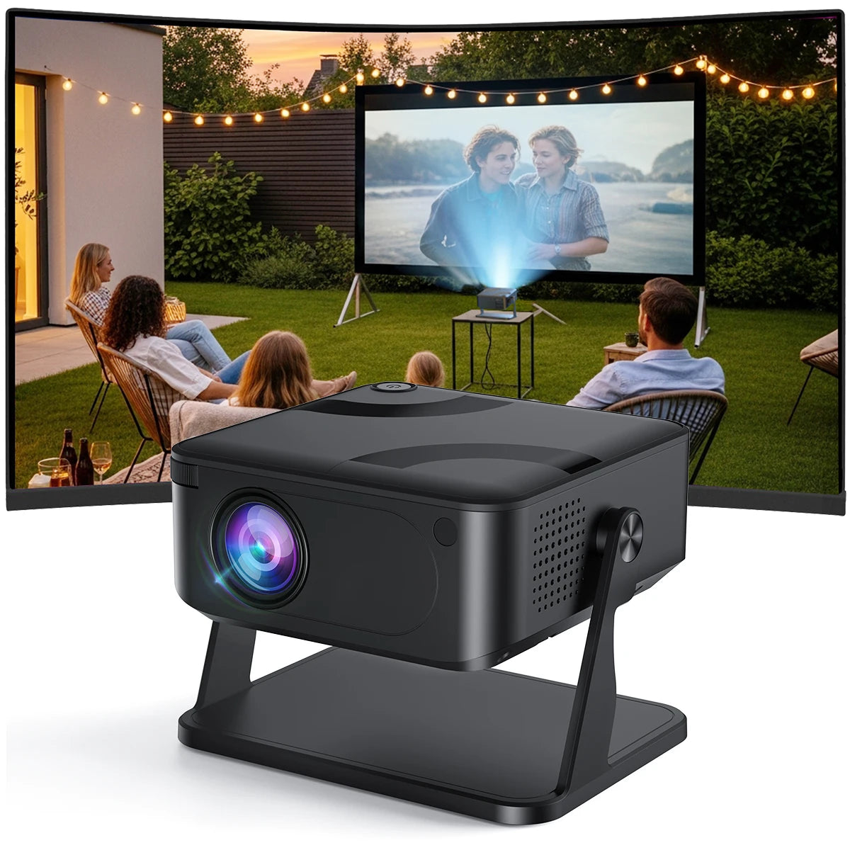 Portable 650ANSI Projector Native 1080P Android 11 Auto Focus & Keystone 4K 360° Rotate Wifi6 BT5.2 Airmouse Home