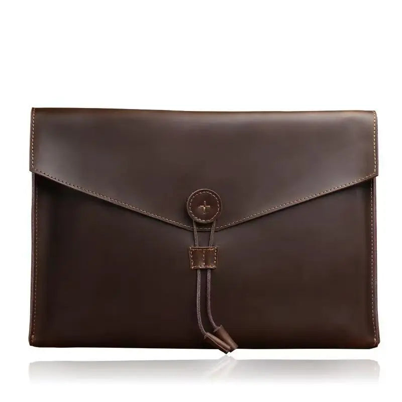 Genuine Leather A4 Document Bag Cow File Bag Crazy Horse Leather Official Document Bag Simple and Casual Document Bag
