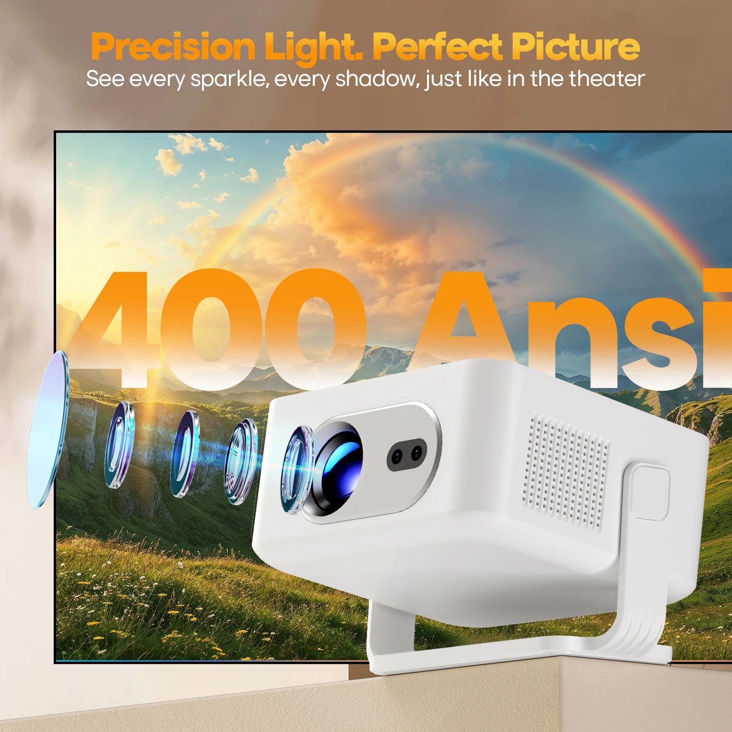 Magcubic Android 14 Auto Focus HY300Max Portable Projector 400ANSI WiFi6 Projector Support 8K Full HD Home Outdoor