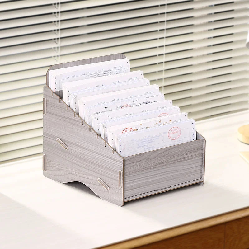 Financial Accounting Document Storage Box Single Receipt Organizer Desktop Storage Box Industrial Sle Wood Made